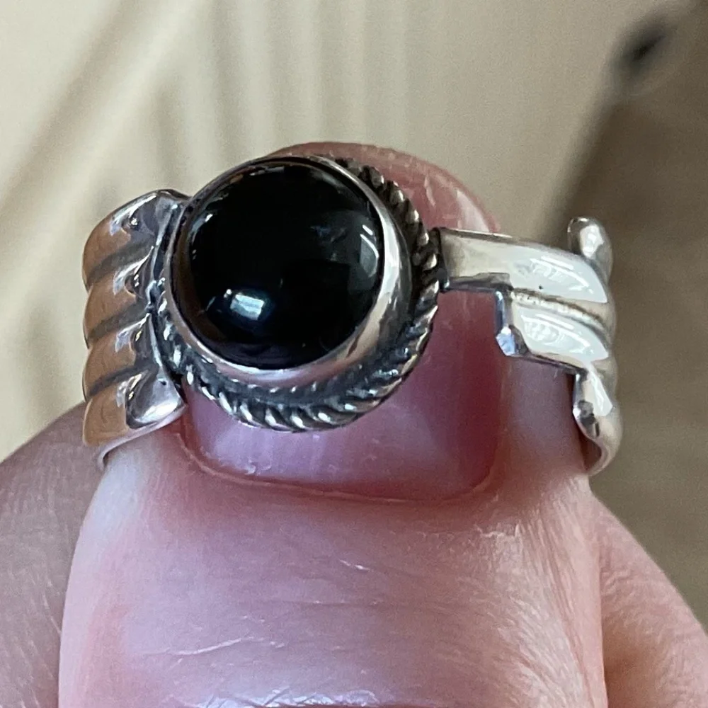 Sterling Silver 925 Black Onyx ring Size US 8.5